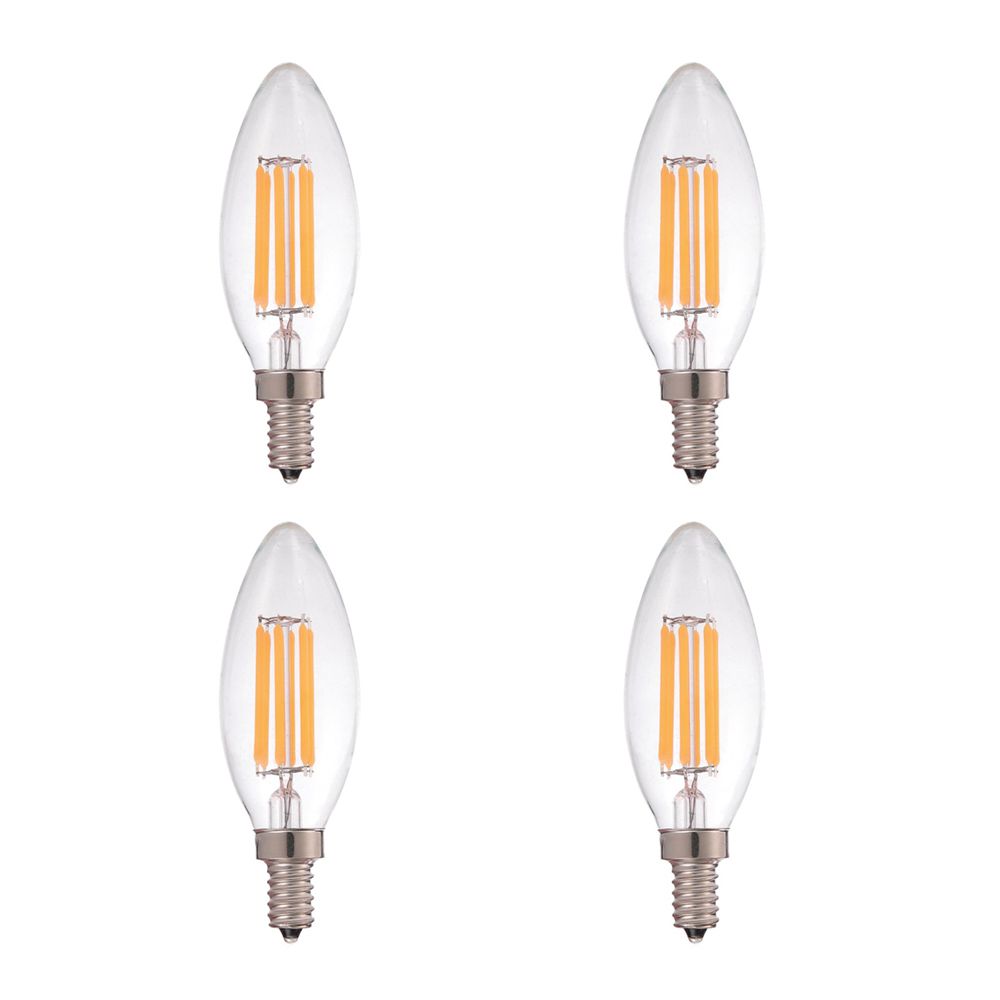 STRAK Candelabra Clear Filament 6w - 60w Equivalent 2700k, E12 Base, Cri90, Dimmable Led Light Bulb, Energy Star (4-Pack)