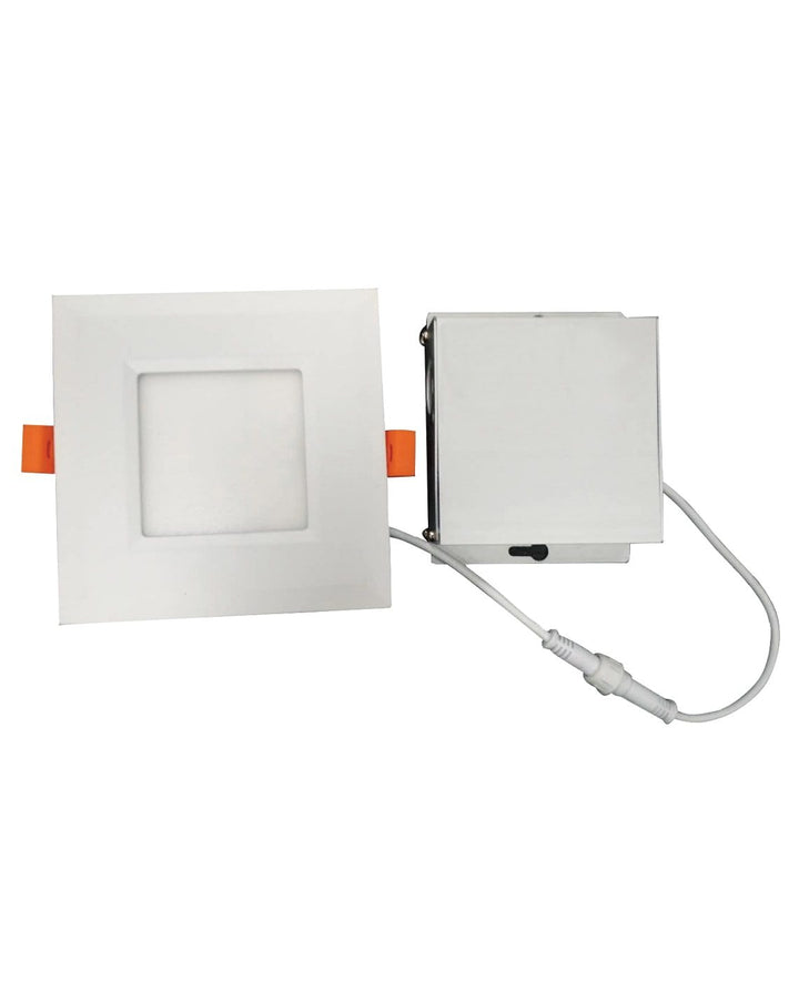 STRAK 4inch Slim Square White Downlight 9W 750Lm 3000k/4000k/5000k Cct Adjustable 120v Dimmable, Round Back, Cetl, Es